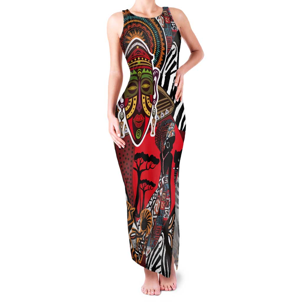 Beautiful African Women Ethnic Motifs Tank Maxi Dress - Wonder Print Shop