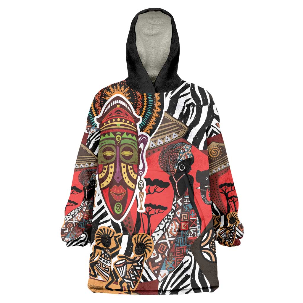 Beautiful African Women Ethnic Motifs Wearable Blanket Hoodie - Wonder Print Shop
