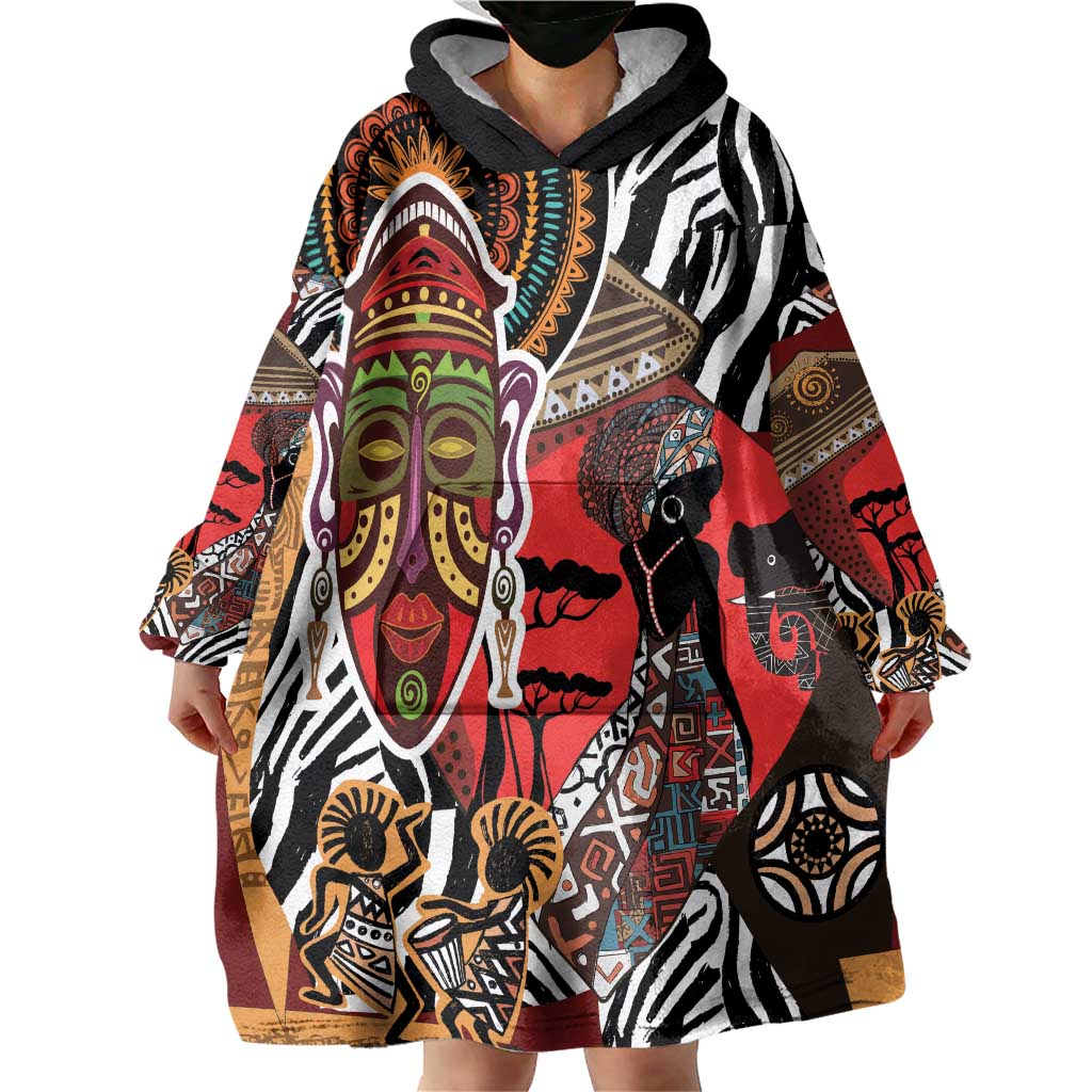Beautiful African Women Ethnic Motifs Wearable Blanket Hoodie - Wonder Print Shop