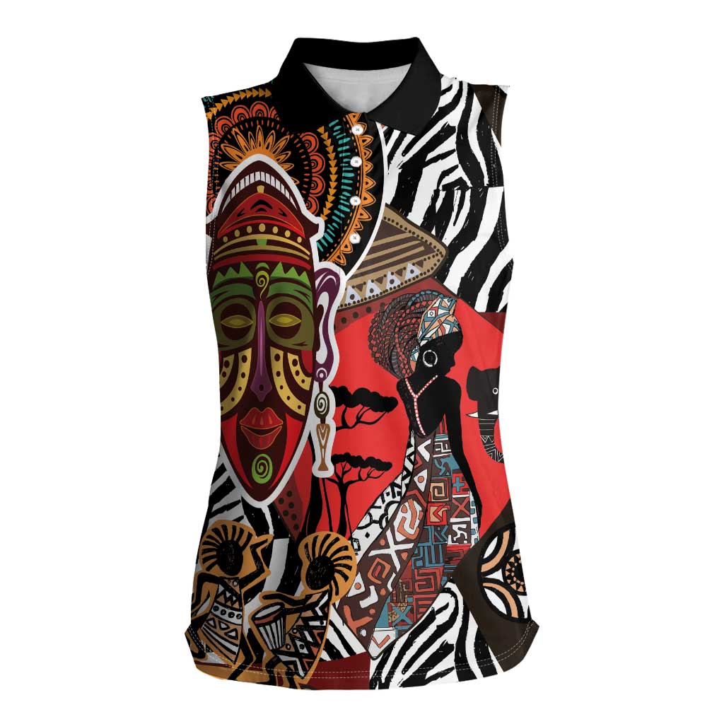 Beautiful African Women Ethnic Motifs Women Sleeveless Polo Shirt - Wonder Print Shop