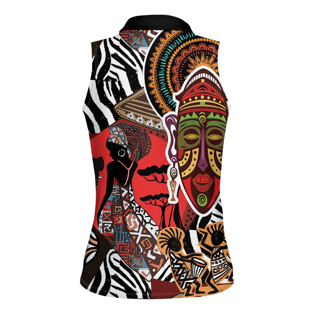 Beautiful African Women Ethnic Motifs Women Sleeveless Polo Shirt - Wonder Print Shop