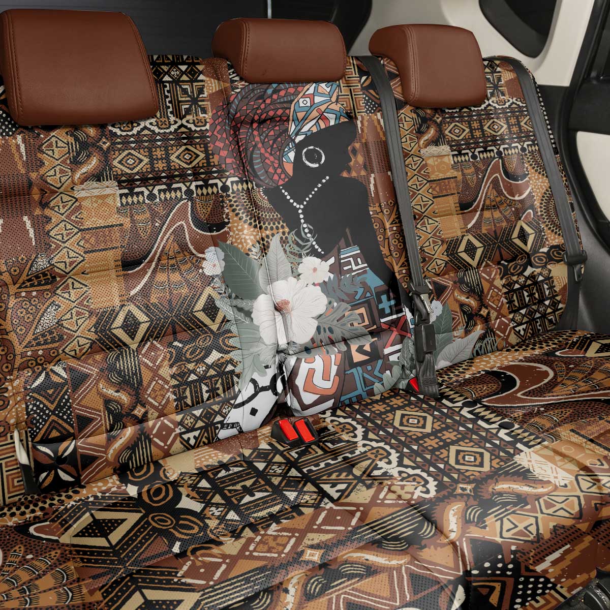 Beautiful Black Woman Back Car Seat Cover African Tribal Pattern LT9 - Wonder Print Shop