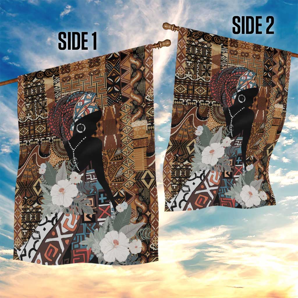 Beautiful Black Woman Garden Flag African Tribal Pattern - Wonder Print Shop