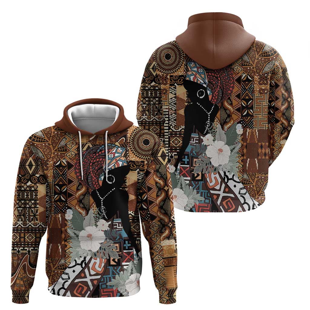 Beautiful Black Woman Hoodie African Tribal Pattern - Wonder Print Shop