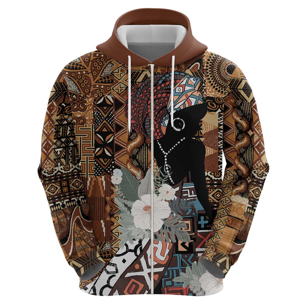 Beautiful Black Woman Hoodie African Tribal Pattern - Wonder Print Shop