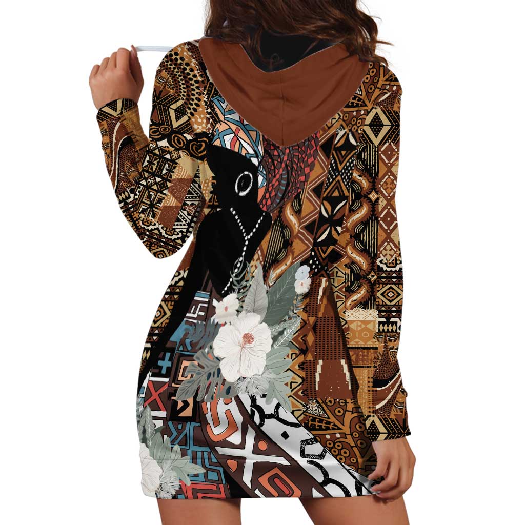 Beautiful Black Woman Hoodie Dress African Tribal Pattern - Wonder Print Shop