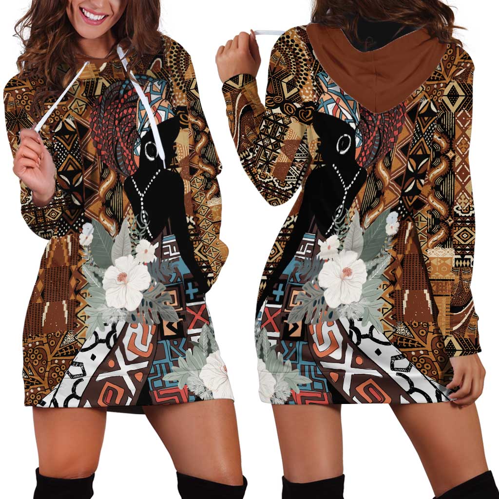 Beautiful Black Woman Hoodie Dress African Tribal Pattern - Wonder Print Shop