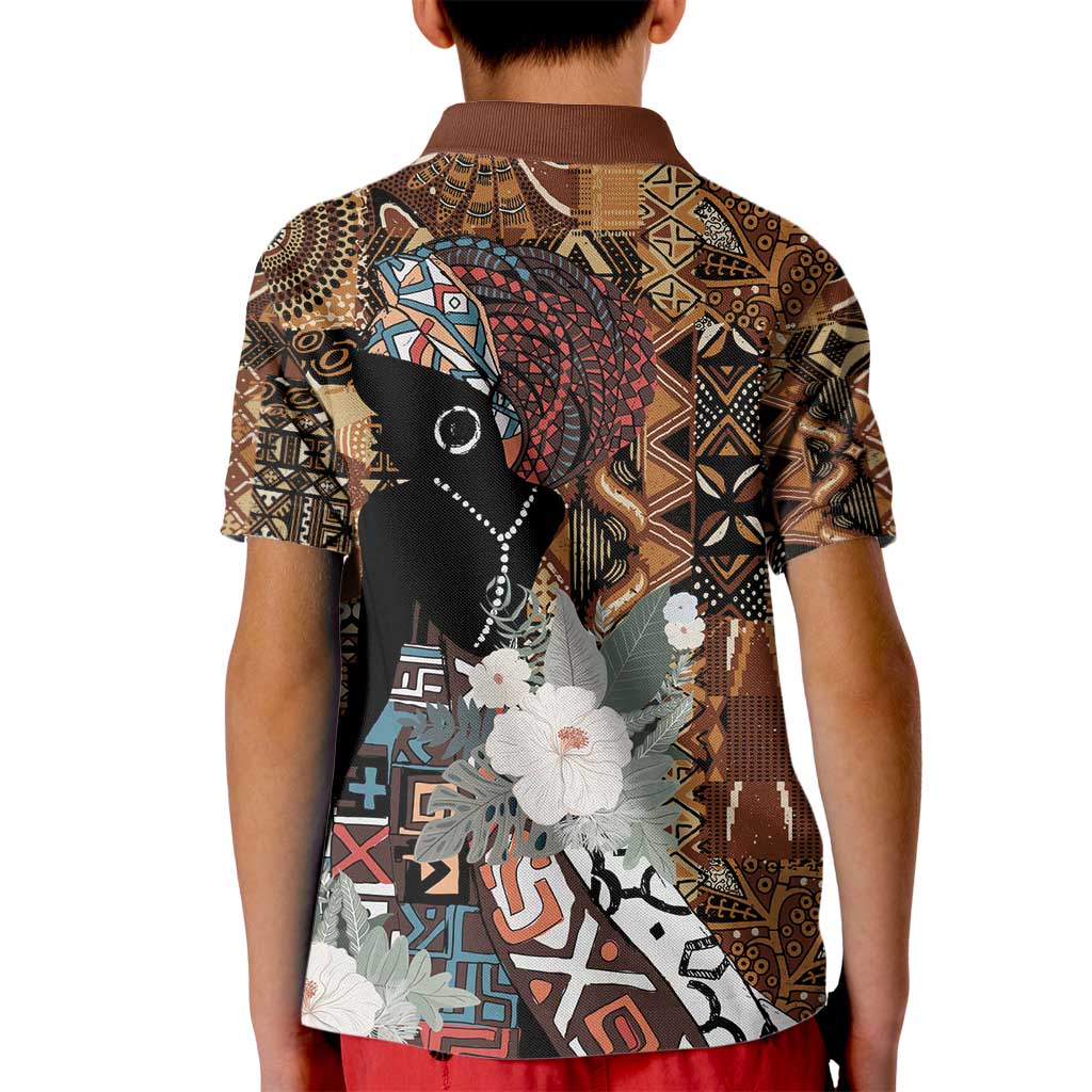 Beautiful Black Woman Kid Polo Shirt African Tribal Pattern - Wonder Print Shop