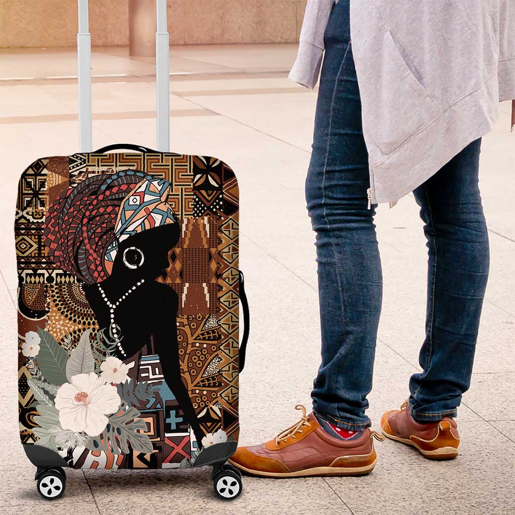Beautiful Black Woman Luggage Cover African Tribal Pattern - Wonder Print Shop