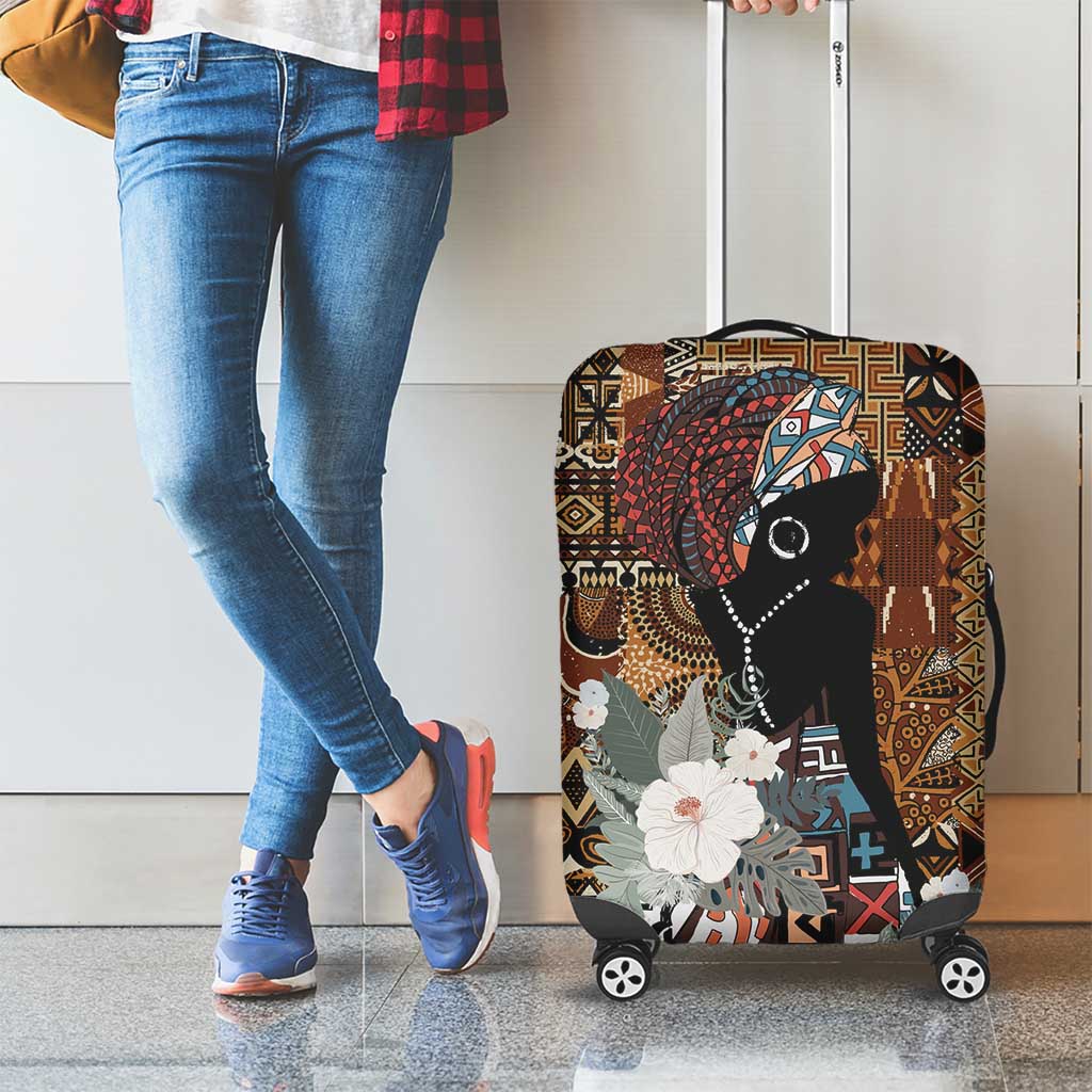 Beautiful Black Woman Luggage Cover African Tribal Pattern - Wonder Print Shop