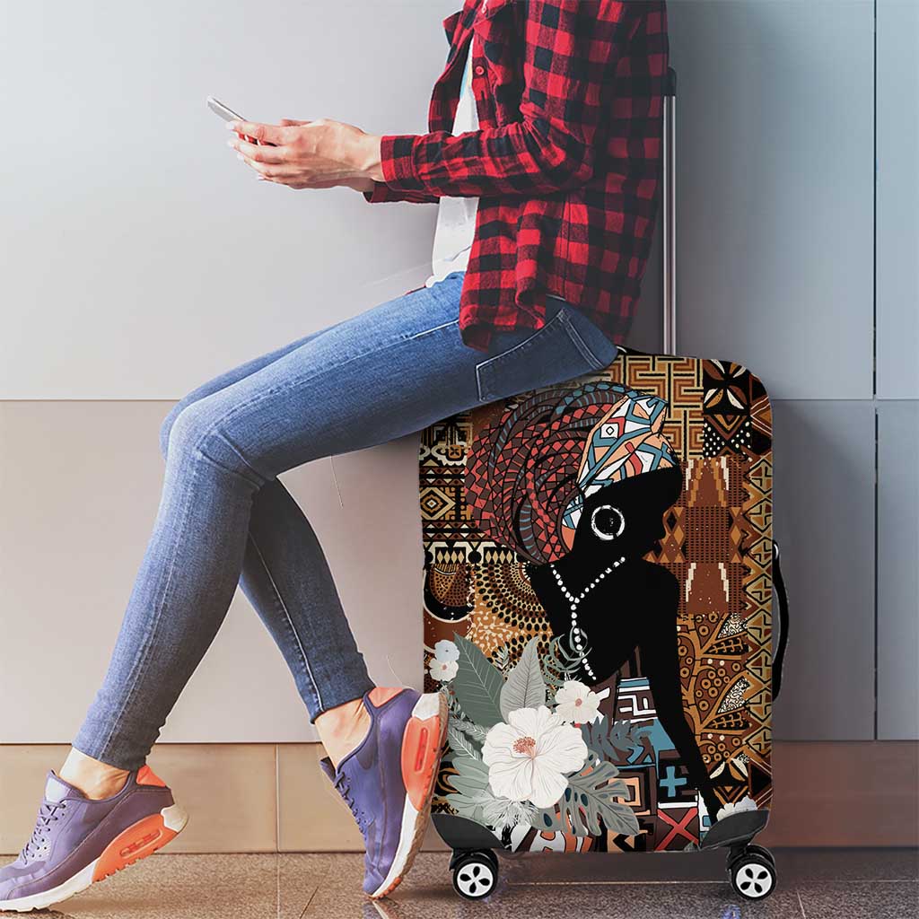 Beautiful Black Woman Luggage Cover African Tribal Pattern - Wonder Print Shop