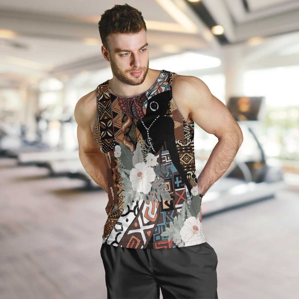 Beautiful Black Woman Men Tank Top African Tribal Pattern - Wonder Print Shop