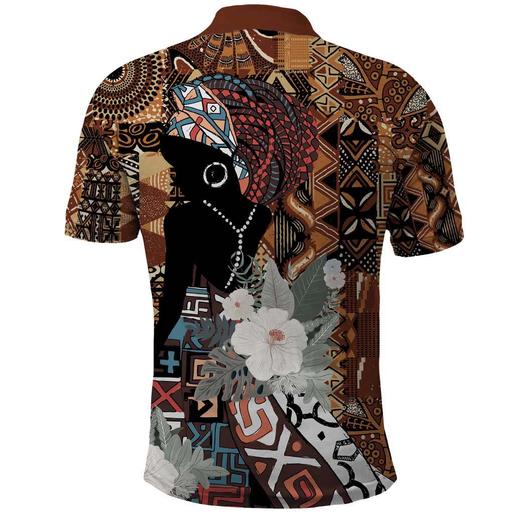 Beautiful Black Woman Polo Shirt African Tribal Pattern - Wonder Print Shop