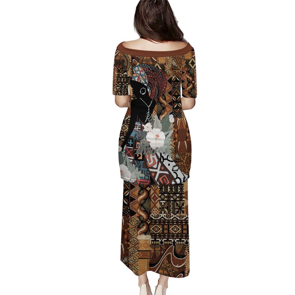 Beautiful Black Woman Puletasi African Tribal Pattern - Wonder Print Shop