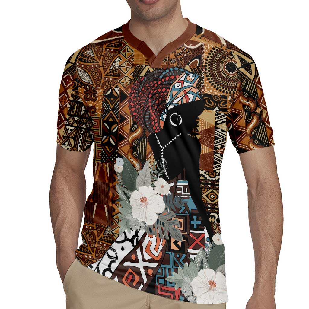 Beautiful Black Woman Rugby Jersey African Tribal Pattern - Wonder Print Shop