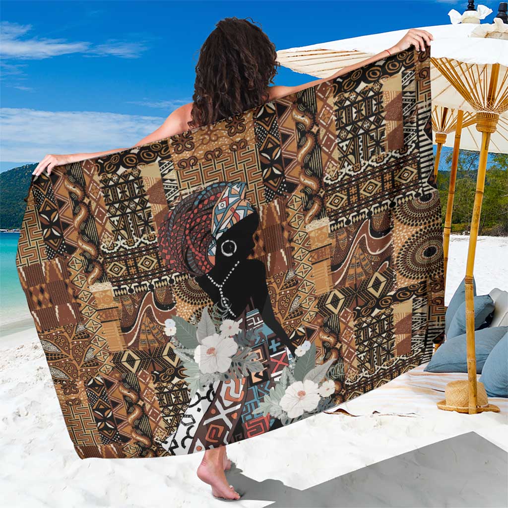 Beautiful Black Woman Sarong African Tribal Pattern - Wonder Print Shop