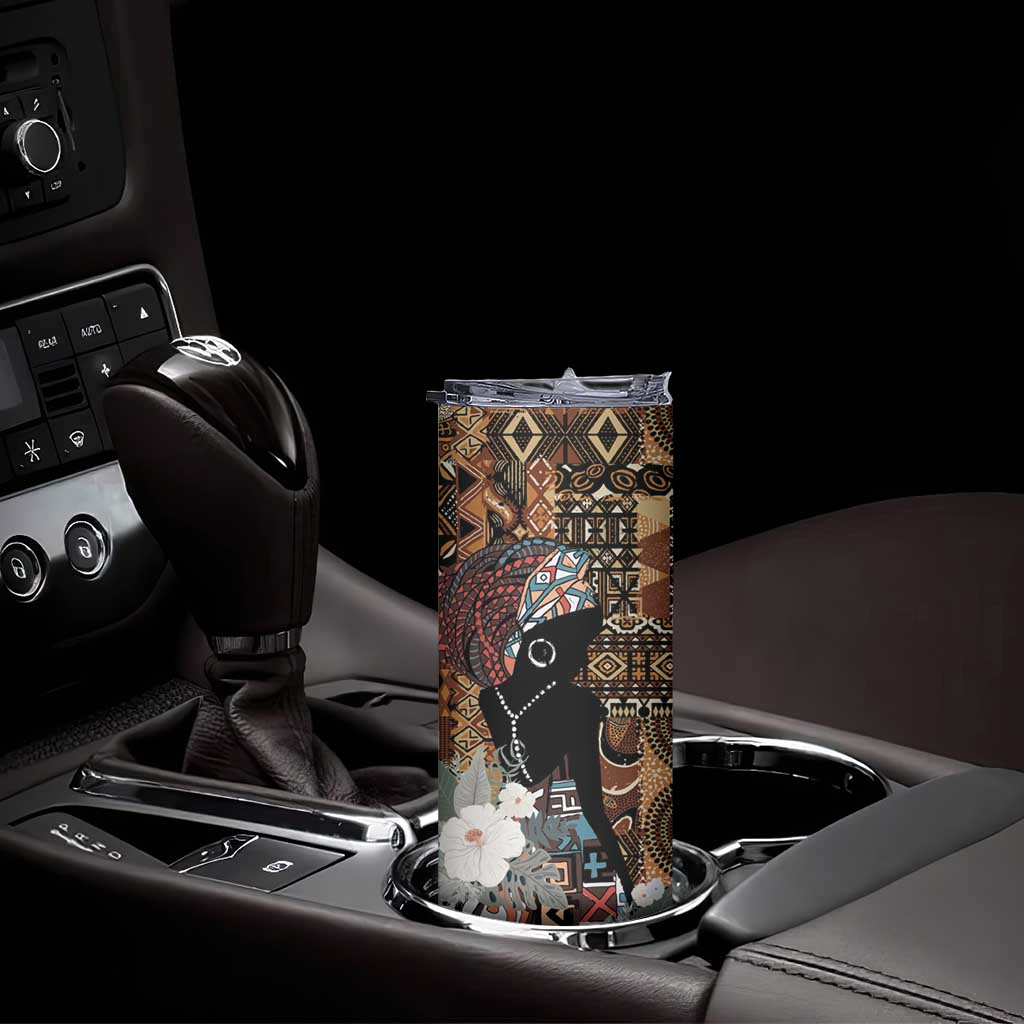 Beautiful Black Woman Skinny Tumbler African Tribal Pattern - Wonder Print Shop