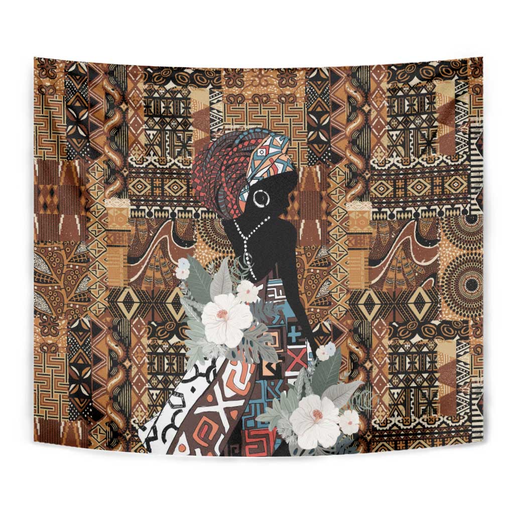 Beautiful Black Woman Tapestry African Tribal Pattern - Wonder Print Shop