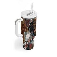 Beautiful Black Woman Tumbler With Handle African Tribal Pattern - Wonder Print Shop