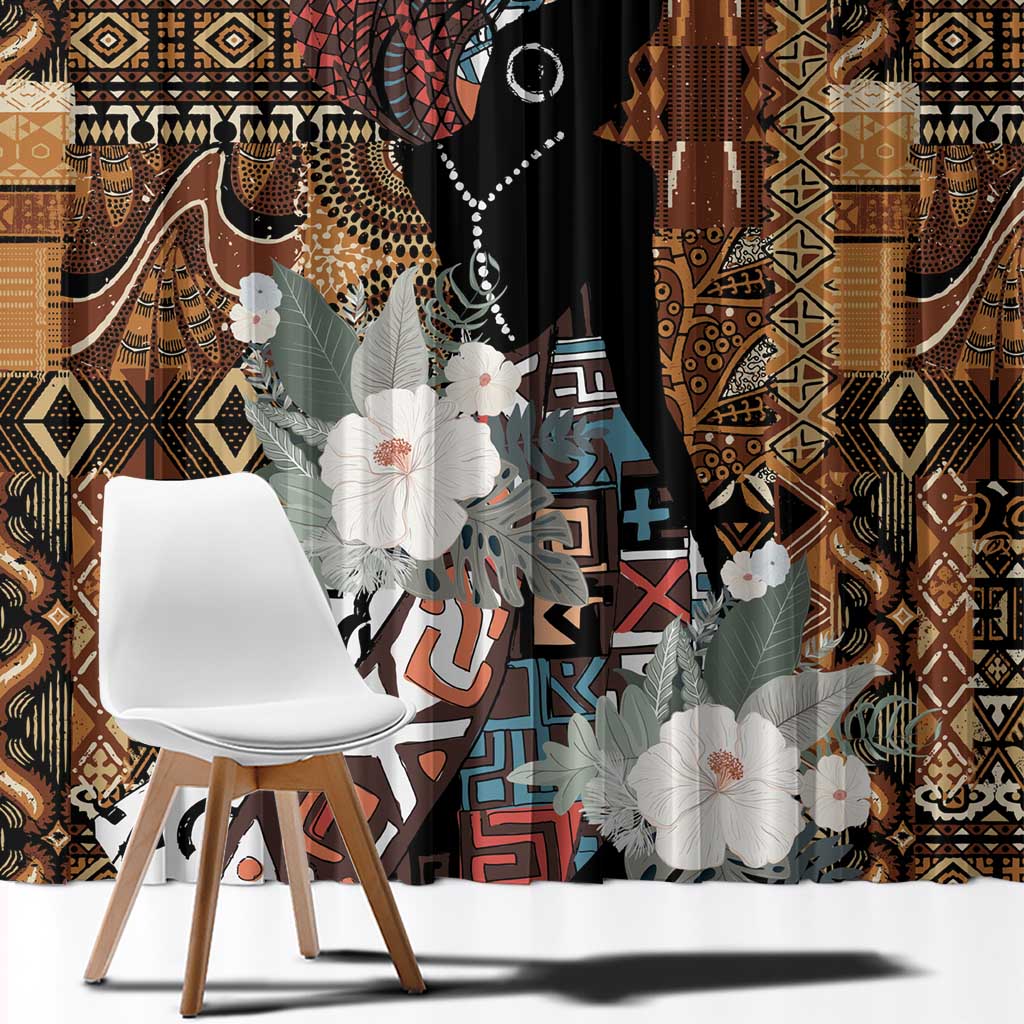 Beautiful Black Woman Window Curtain African Tribal Pattern - Wonder Print Shop