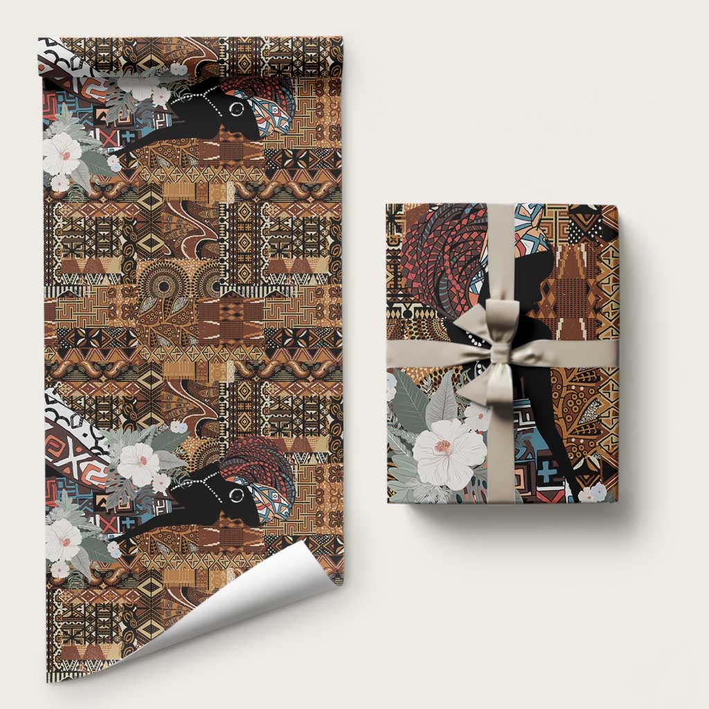 Beautiful Black Woman Wrapping Paper African Tribal Pattern - Wonder Print Shop