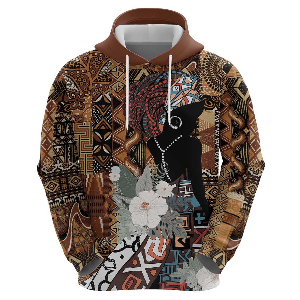 Beautiful Black Woman Zip Hoodie African Tribal Pattern - Wonder Print Shop