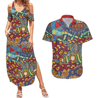 Traditional African Animal Skins Pattern Couples Matching Summer Maxi Dress and Hawaiian Shirt LT9 - Wonder Print Shop