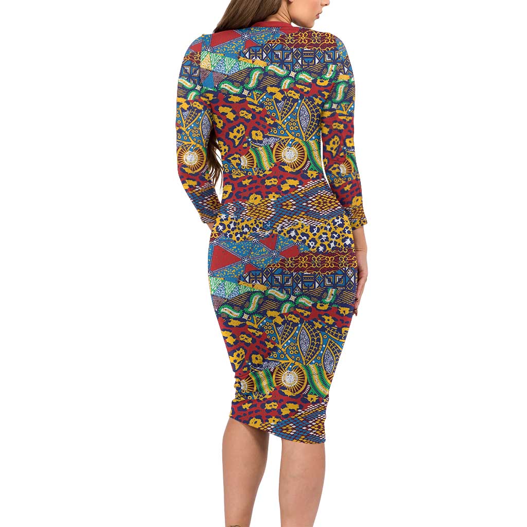 Traditional African Animal Skins Pattern Family Matching Long Sleeve Bodycon Dress and Hawaiian Shirt LT9 - Wonder Print Shop