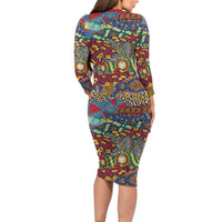 Traditional African Animal Skins Pattern Family Matching Long Sleeve Bodycon Dress and Hawaiian Shirt LT9 - Wonder Print Shop
