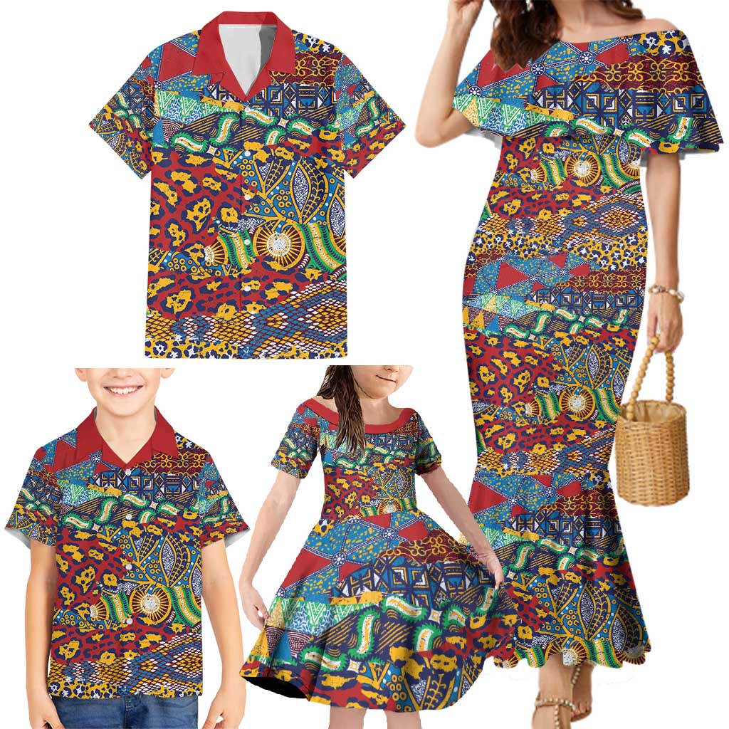Traditional African Animal Skins Pattern Family Matching Mermaid Dress and Hawaiian Shirt LT9 - Wonder Print Shop