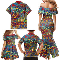 Traditional African Animal Skins Pattern Family Matching Mermaid Dress and Hawaiian Shirt LT9 - Wonder Print Shop