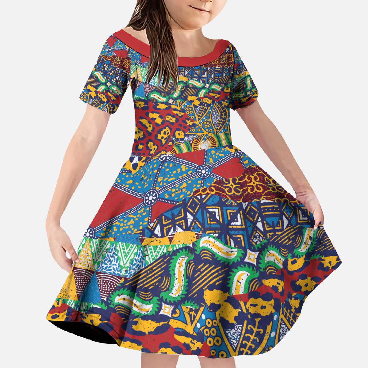 Traditional African Animal Skins Pattern Family Matching Off The Shoulder Long Sleeve Dress and Hawaiian Shirt - Wonder Print Shop