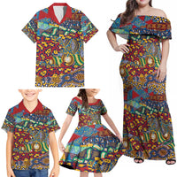 Traditional African Animal Skins Pattern Family Matching Off Shoulder Maxi Dress and Hawaiian Shirt LT9 - Wonder Print Shop
