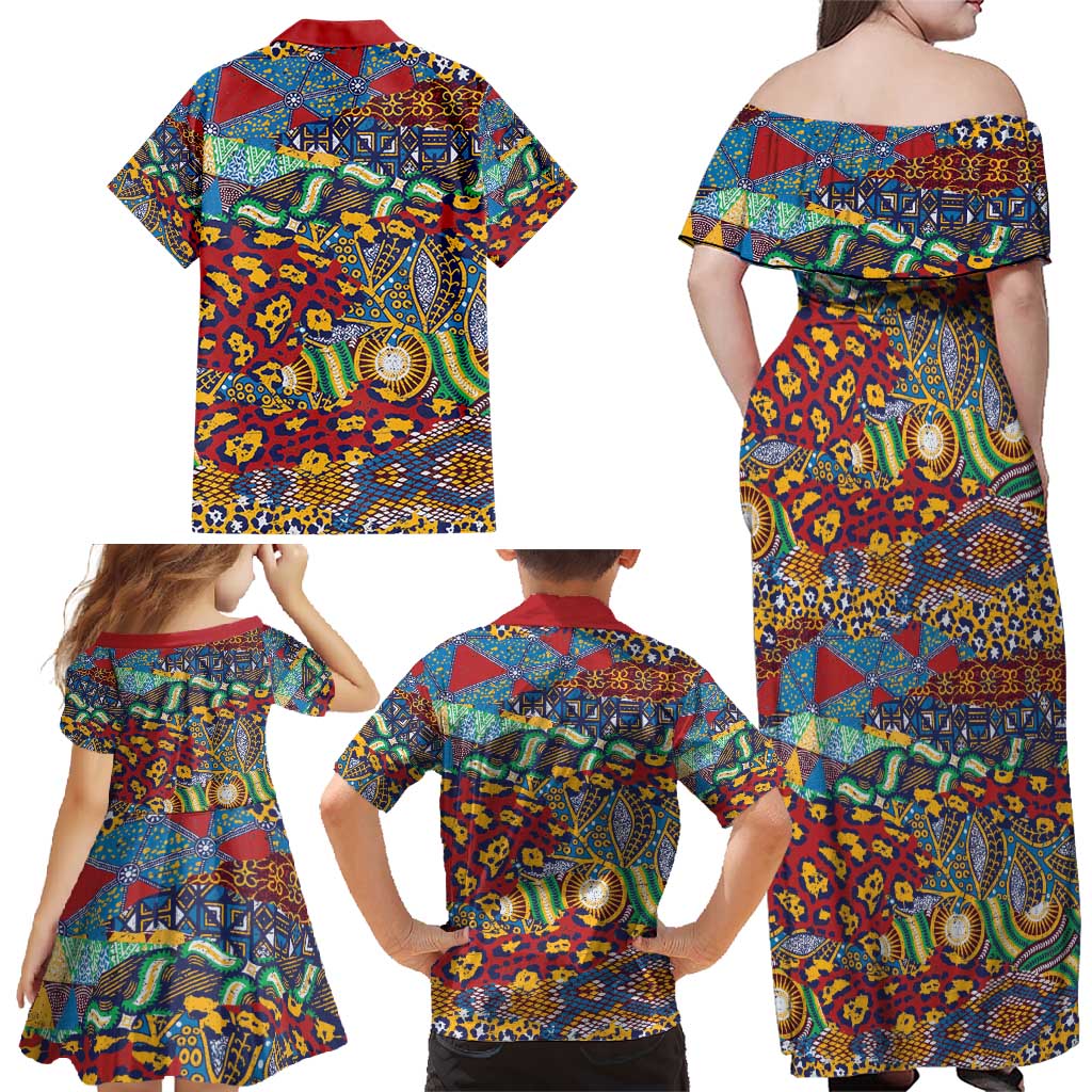 Traditional African Animal Skins Pattern Family Matching Off Shoulder Maxi Dress and Hawaiian Shirt LT9 - Wonder Print Shop