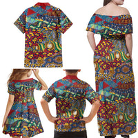 Traditional African Animal Skins Pattern Family Matching Off Shoulder Maxi Dress and Hawaiian Shirt LT9 - Wonder Print Shop