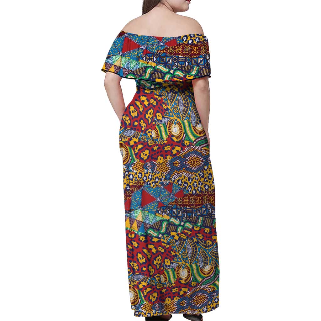 Traditional African Animal Skins Pattern Family Matching Off Shoulder Maxi Dress and Hawaiian Shirt LT9 - Wonder Print Shop