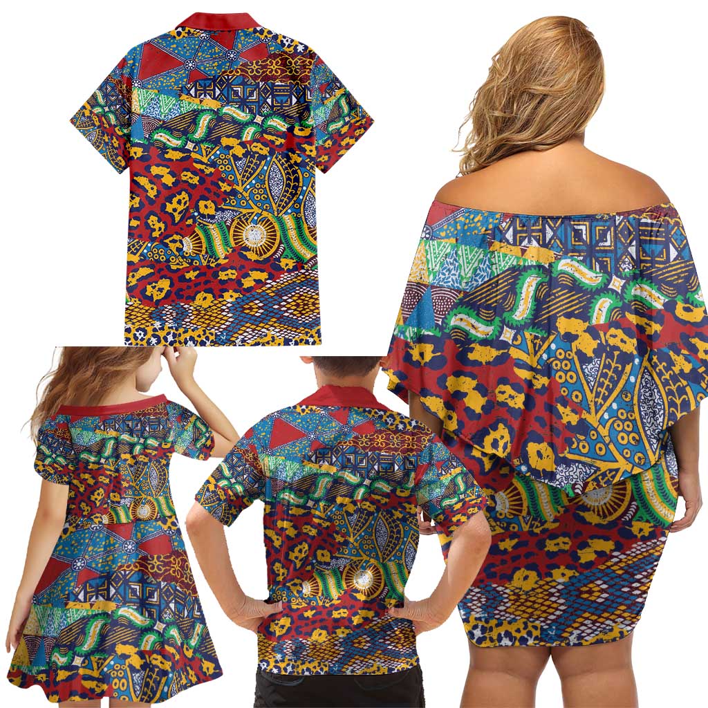 Traditional African Animal Skins Pattern Family Matching Off Shoulder Short Dress and Hawaiian Shirt LT9 - Wonder Print Shop