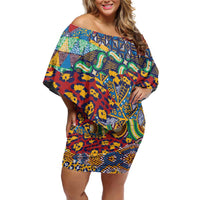 Traditional African Animal Skins Pattern Family Matching Off Shoulder Short Dress and Hawaiian Shirt LT9 - Wonder Print Shop