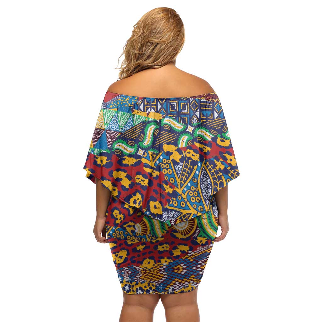 Traditional African Animal Skins Pattern Family Matching Off Shoulder Short Dress and Hawaiian Shirt LT9 - Wonder Print Shop