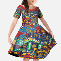 Traditional African Animal Skins Pattern Family Matching Short Sleeve Bodycon Dress and Hawaiian Shirt - Wonder Print Shop