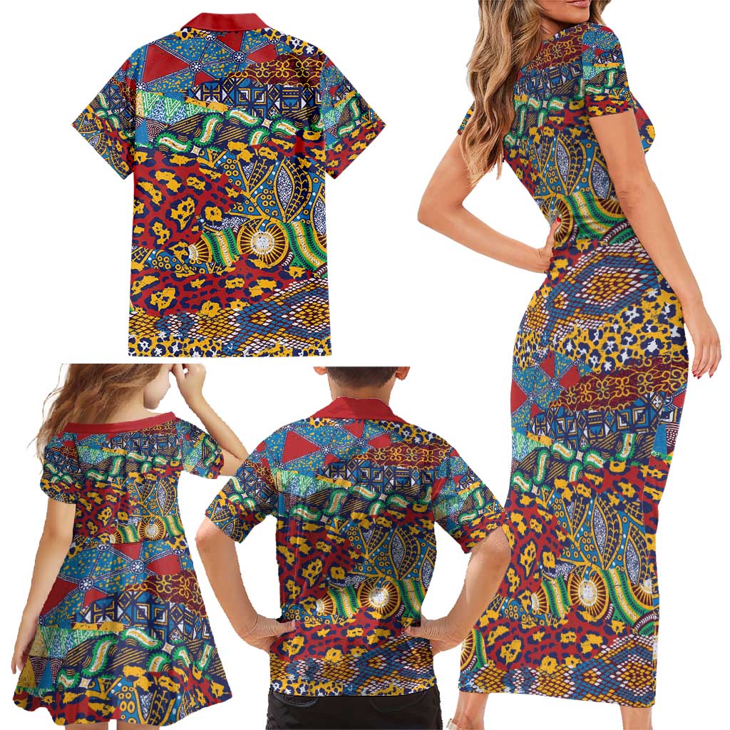 Traditional African Animal Skins Pattern Family Matching Short Sleeve Bodycon Dress and Hawaiian Shirt - Wonder Print Shop