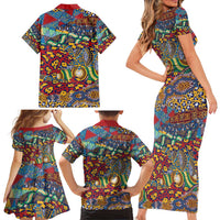 Traditional African Animal Skins Pattern Family Matching Short Sleeve Bodycon Dress and Hawaiian Shirt - Wonder Print Shop