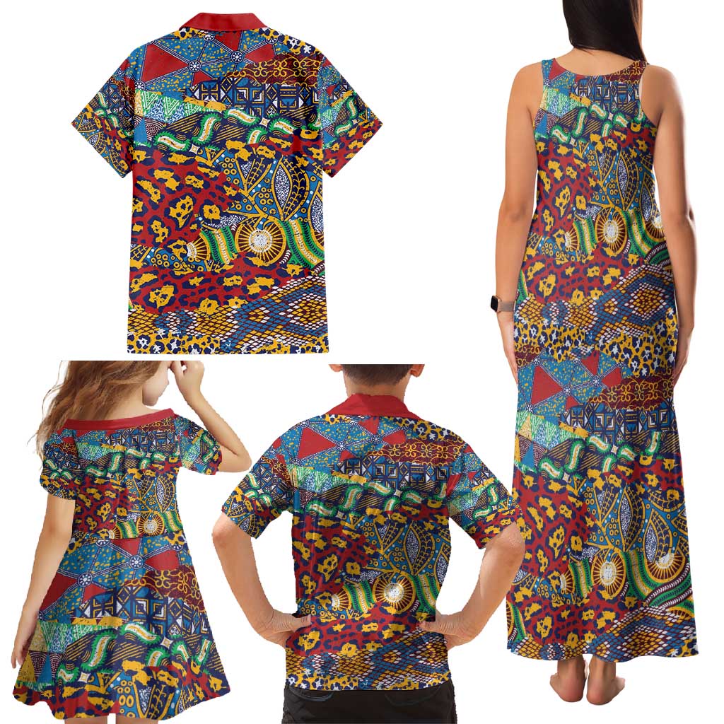 Traditional African Animal Skins Pattern Family Matching Tank Maxi Dress and Hawaiian Shirt - Wonder Print Shop