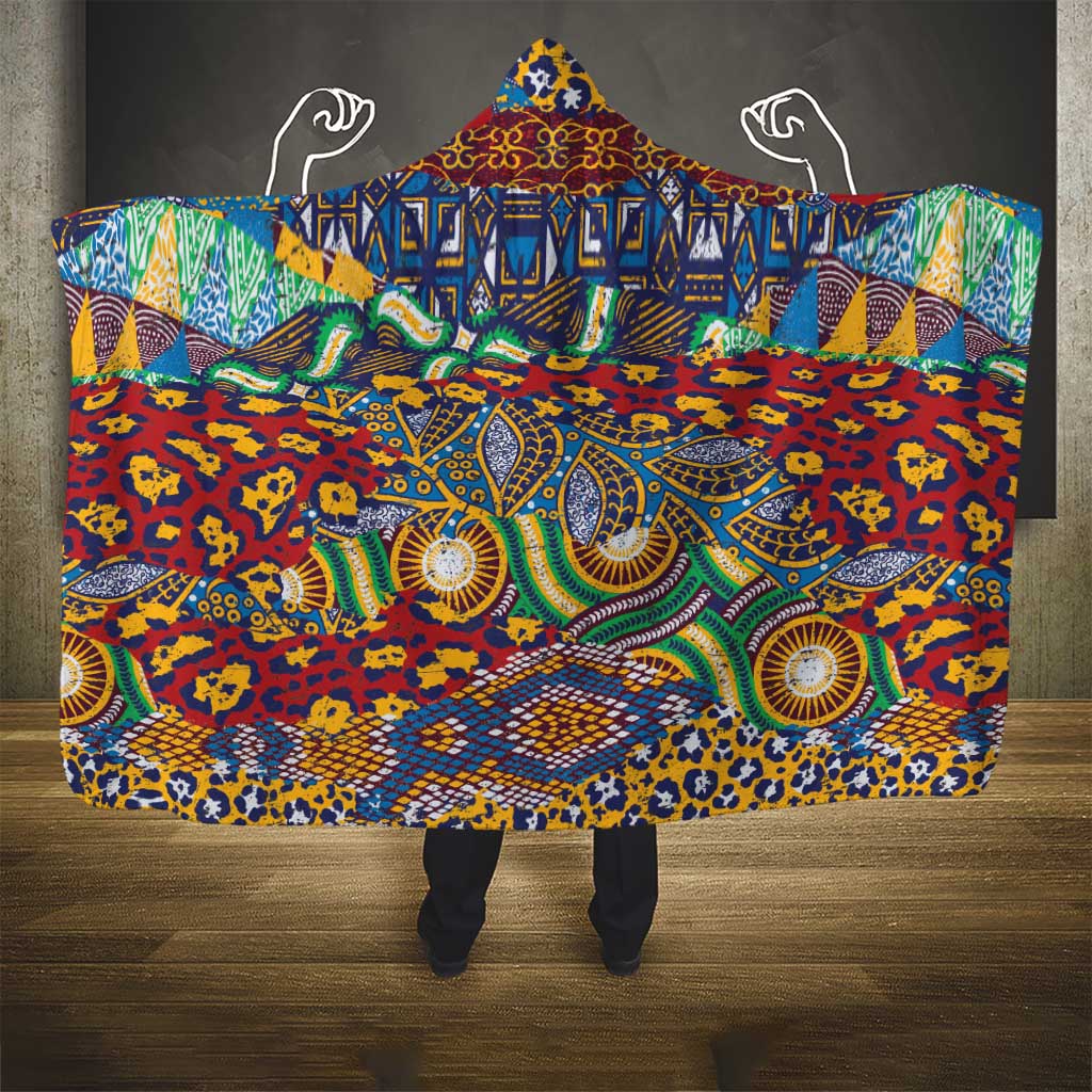 Traditional African Animal Skins Pattern Hooded Blanket