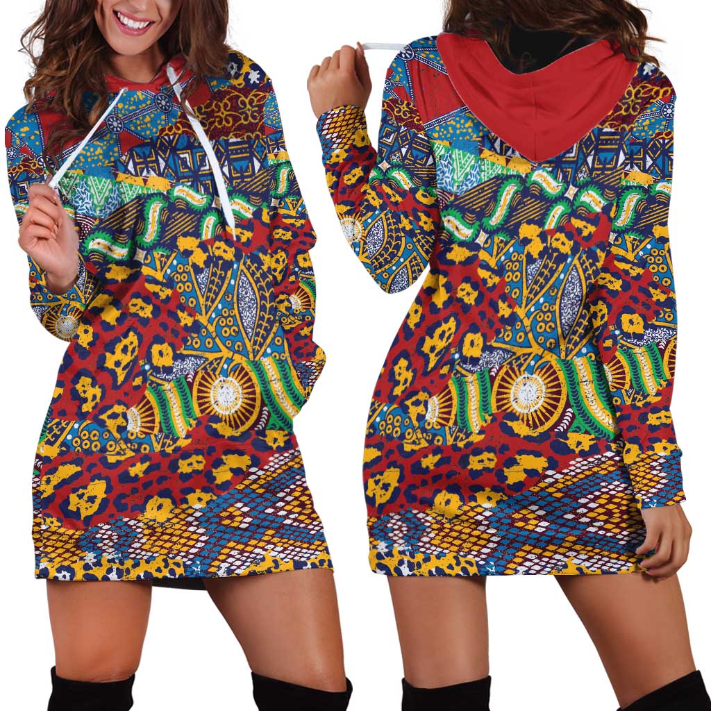 Traditional African Animal Skins Pattern Hoodie Dress - Wonder Print Shop