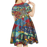 Traditional African Animal Skins Pattern Kid Short Sleeve Dress - Wonder Print Shop