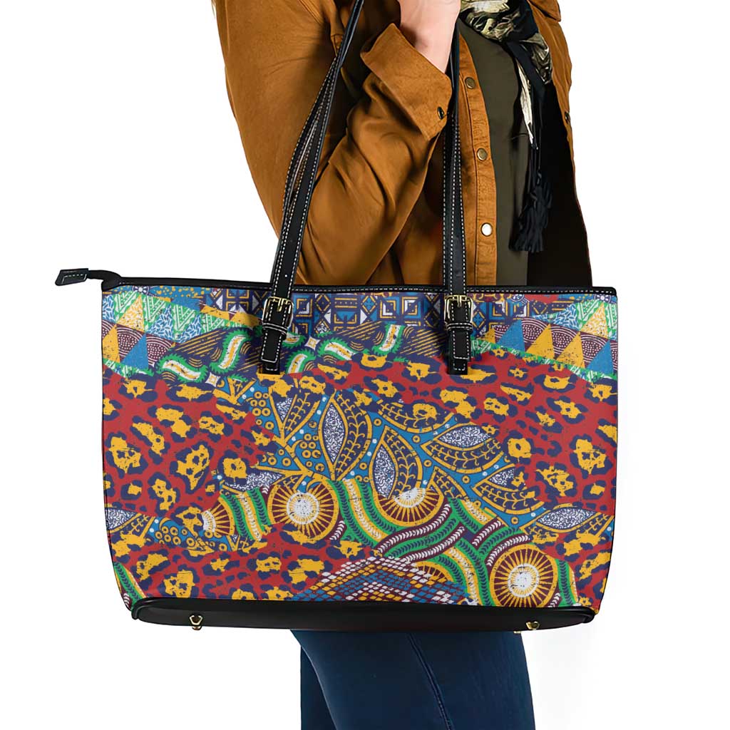 Traditional African Animal Skins Pattern Leather Tote Bag - Wonder Print Shop