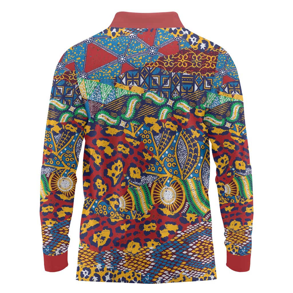 Traditional African Animal Skins Pattern Long Sleeve Polo Shirt - Wonder Print Shop