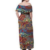 Traditional African Animal Skins Pattern Off Shoulder Maxi Dress - Wonder Print Shop
