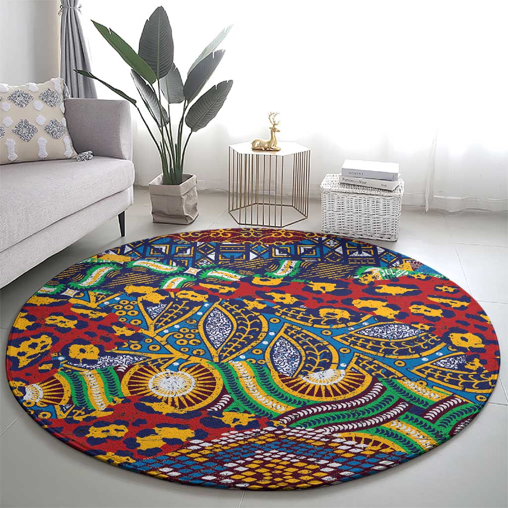 Traditional African Animal Skins Pattern Round Carpet